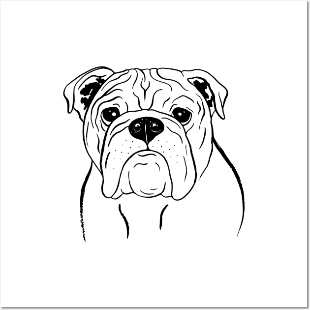 English Bulldog (Black and White) Wall Art by illucalliart